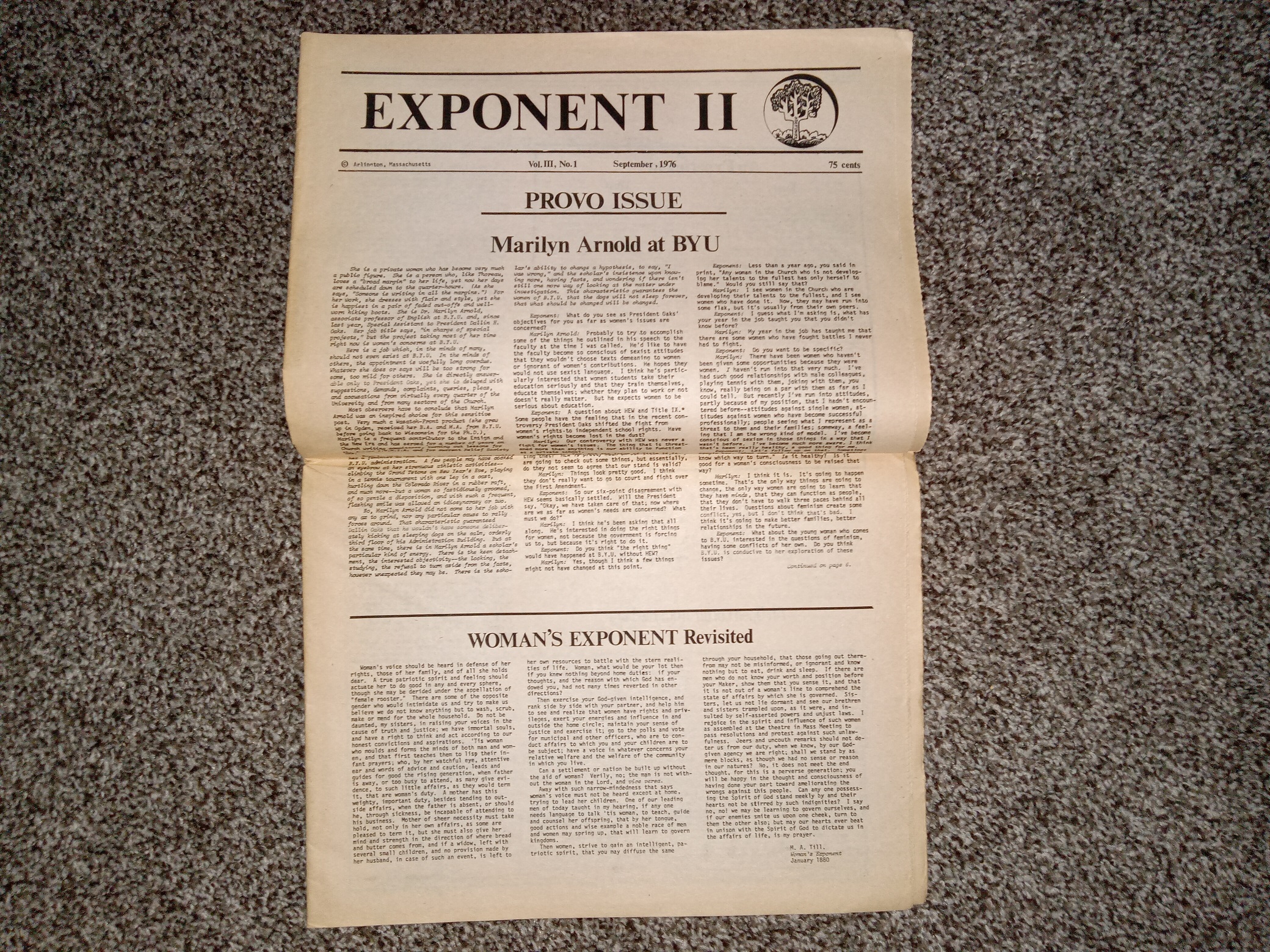 Exponent II: Vol. 3, No. 1, September, 1976 (Newspaper) (1976)