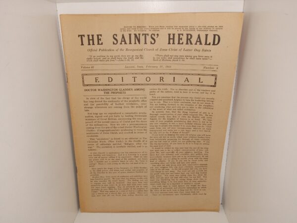 The Saint’s Herald: Vol. 65, No. 9, Lamoni, Iowa, February 27, 1918 (1918)