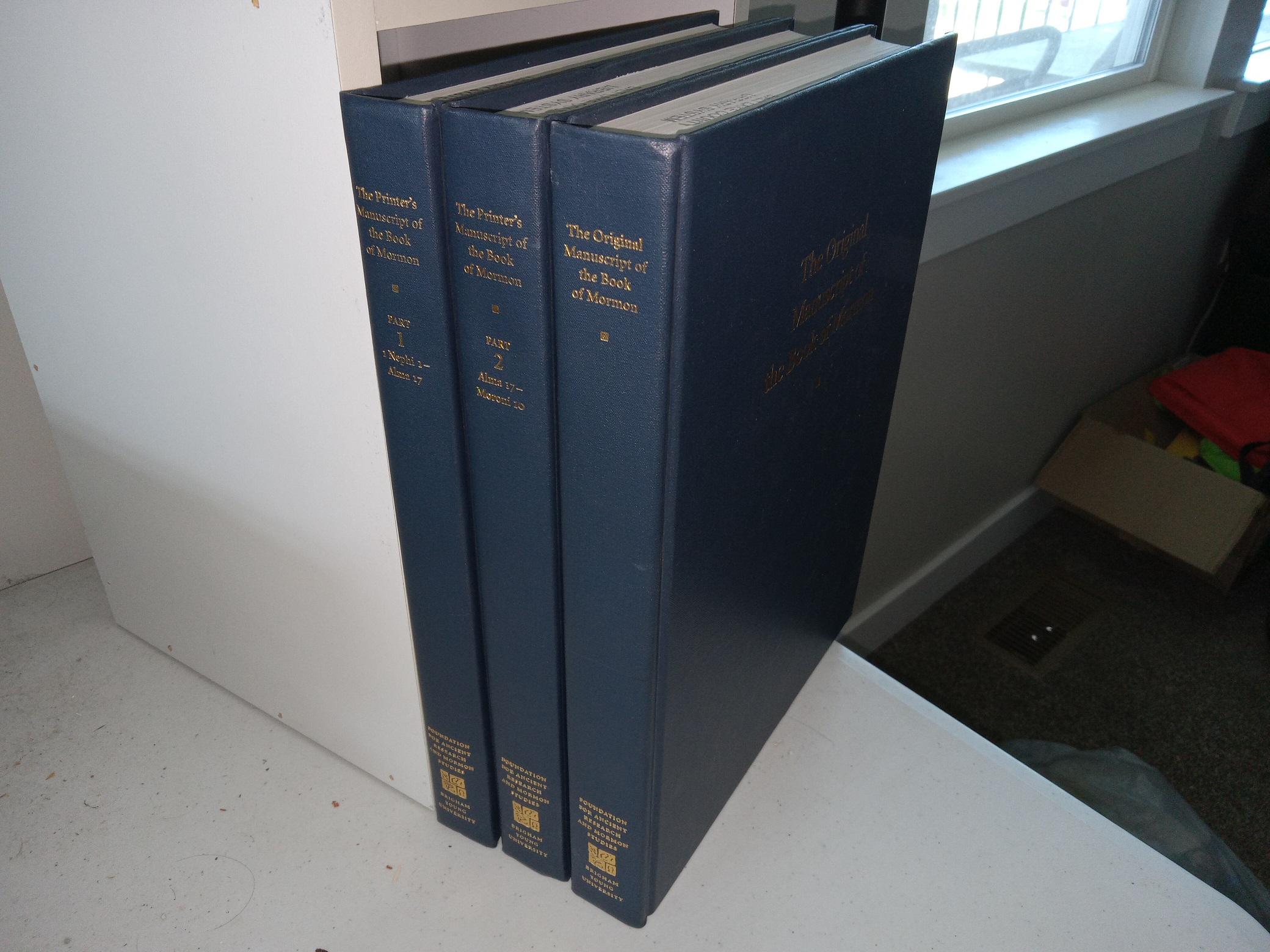 The Printer’s Manuscript of the Book of Mormon 3 Vol. Set (Ex-Library) (1st Edition) (2001) ~ Edited by Royal Skousen