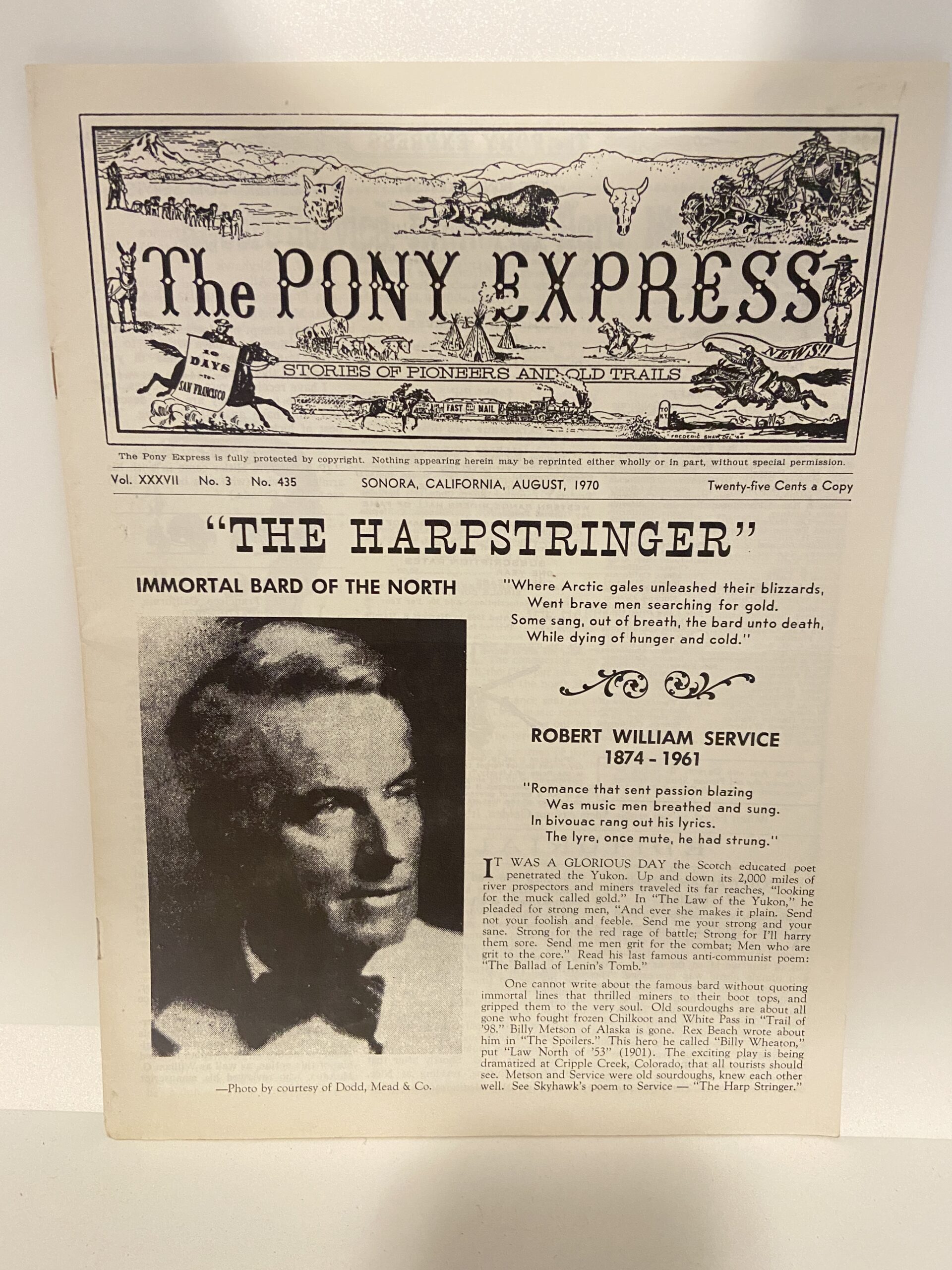 The Pony Express: Vol. XXXVI, No. 3, No. 435, Sonora, California, August, 1970 (Newsletter)