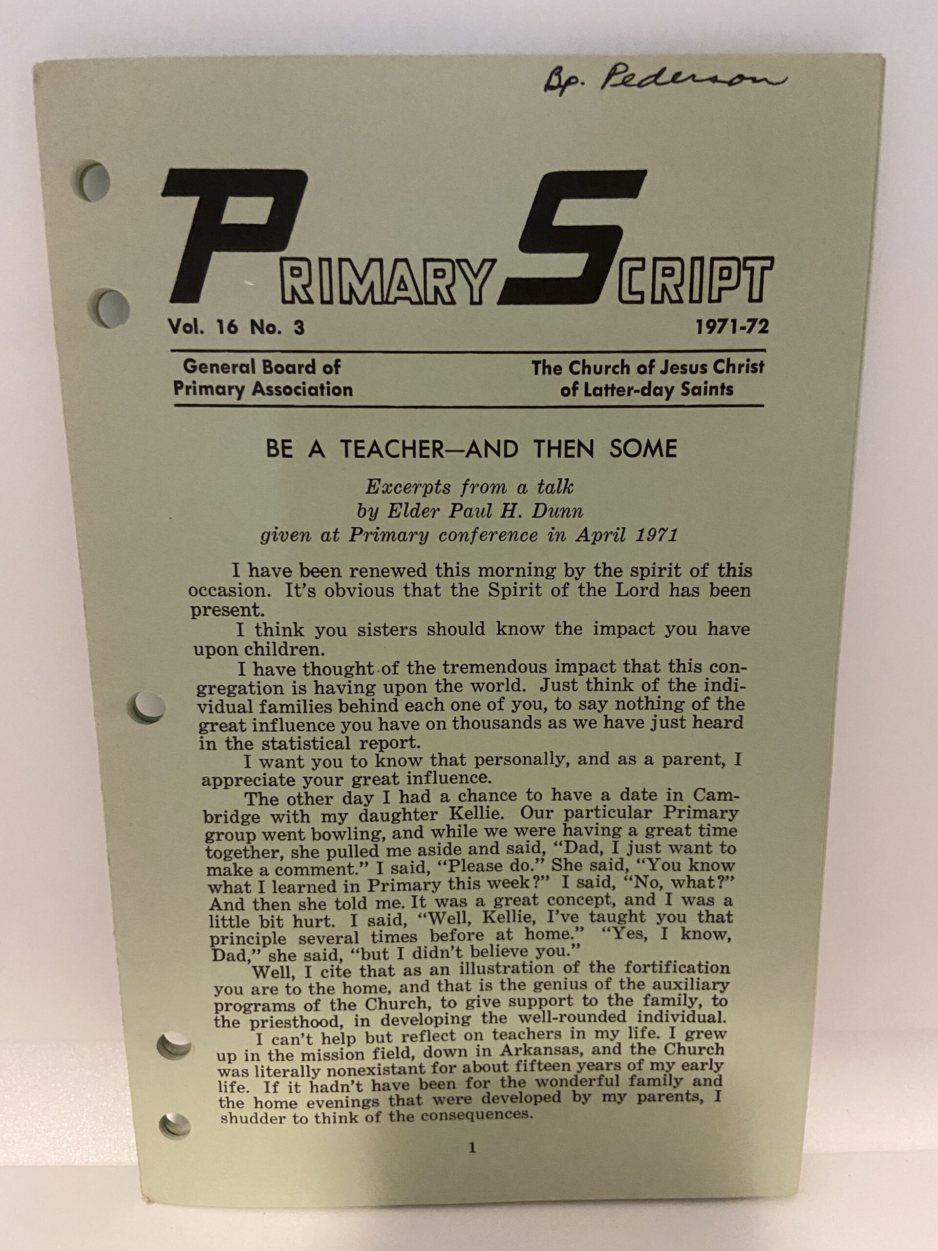 Primary Script: Vol. 16, No.3, 1971-72