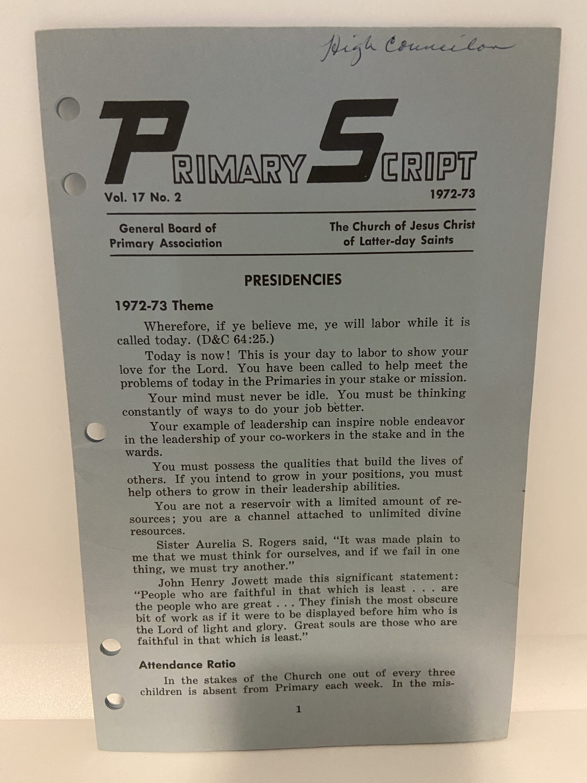 Primary Script: Vol. 17, No.2, 1972-73 (Unbound) (1973)