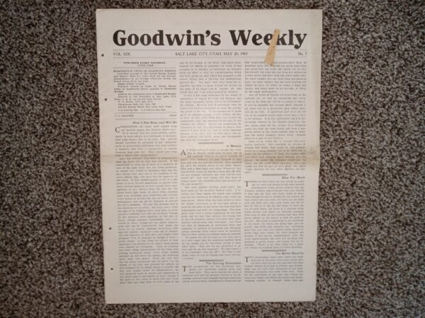Goodwin’s Weekly: Vol. 19, No. 5, Salt Lake City, Utah, May 20, 1911 (Newspaper) (1911)