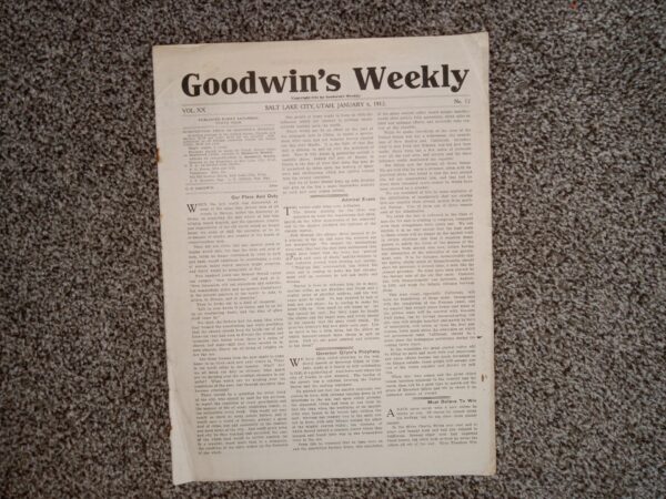 Goodwin’s Weekly: Vol. 20, No. 12, Salt Lake City, Utah, January 6, 1912 (Newspaper) (1912)