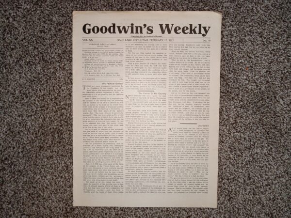 Goodwin's Weekly: Vol. 20, No. 18, Salt Lake City, Utah, February 17, 1912 (Newspaper) (1912)