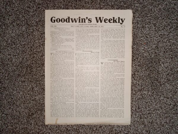 Goodwin’s Weekly: Vol. 20, No. 19, Salt Lake City, Utah, February 24, 1912 (Newspaper) (1912)