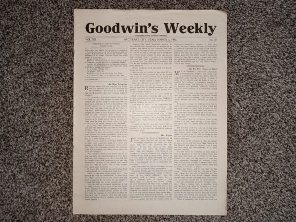Goodwin’s Weekly: Vol. 20, No. 2, Salt Lake City, Utah, March 2, 1912 (Newspaper) (1912)