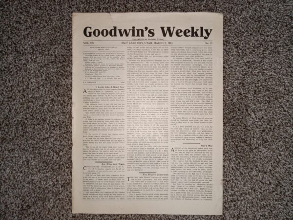 Goodwin’s Weekly: Vol. 20, No. 21, Salt Lake City, Utah, March 9, 1912 (Newspaper) (1912)