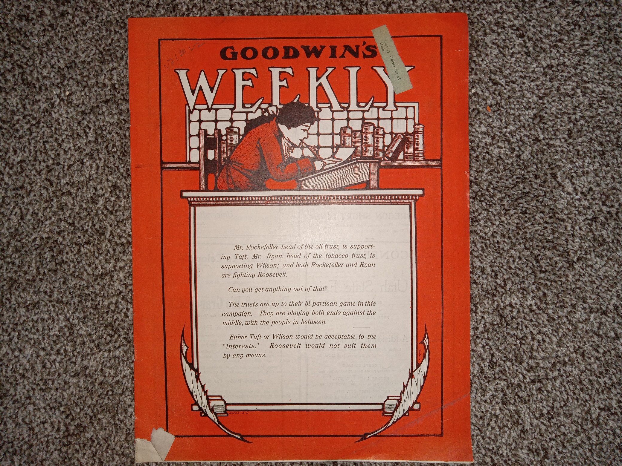 Goodwin’s Weekly: Vol. 21, No. 22, Salt Lake City, Utah, September 14, 1912 (Newspaper) (1912)