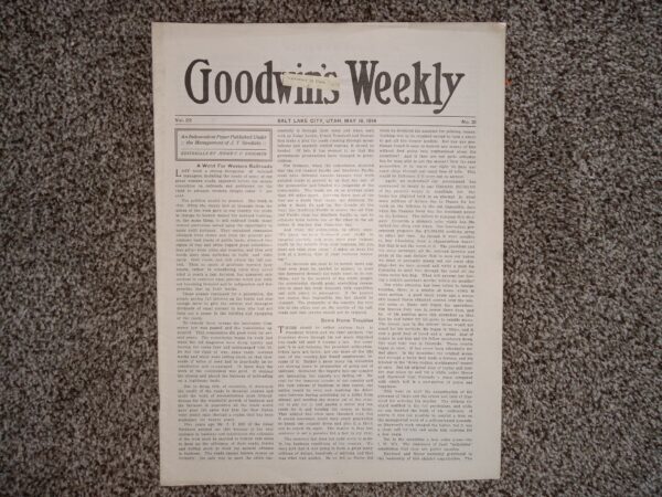 Goodwin’s Weekly: Vol. 22, No. 21, Salt Lake City, Utah, May 16, 1914 (Newspaper) (1914)