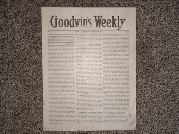 Goodwin’s Weekly: Vol. 22, No. 22, Salt Lake City, Utah, May 23, 1914 (Newspaper) (1914)
