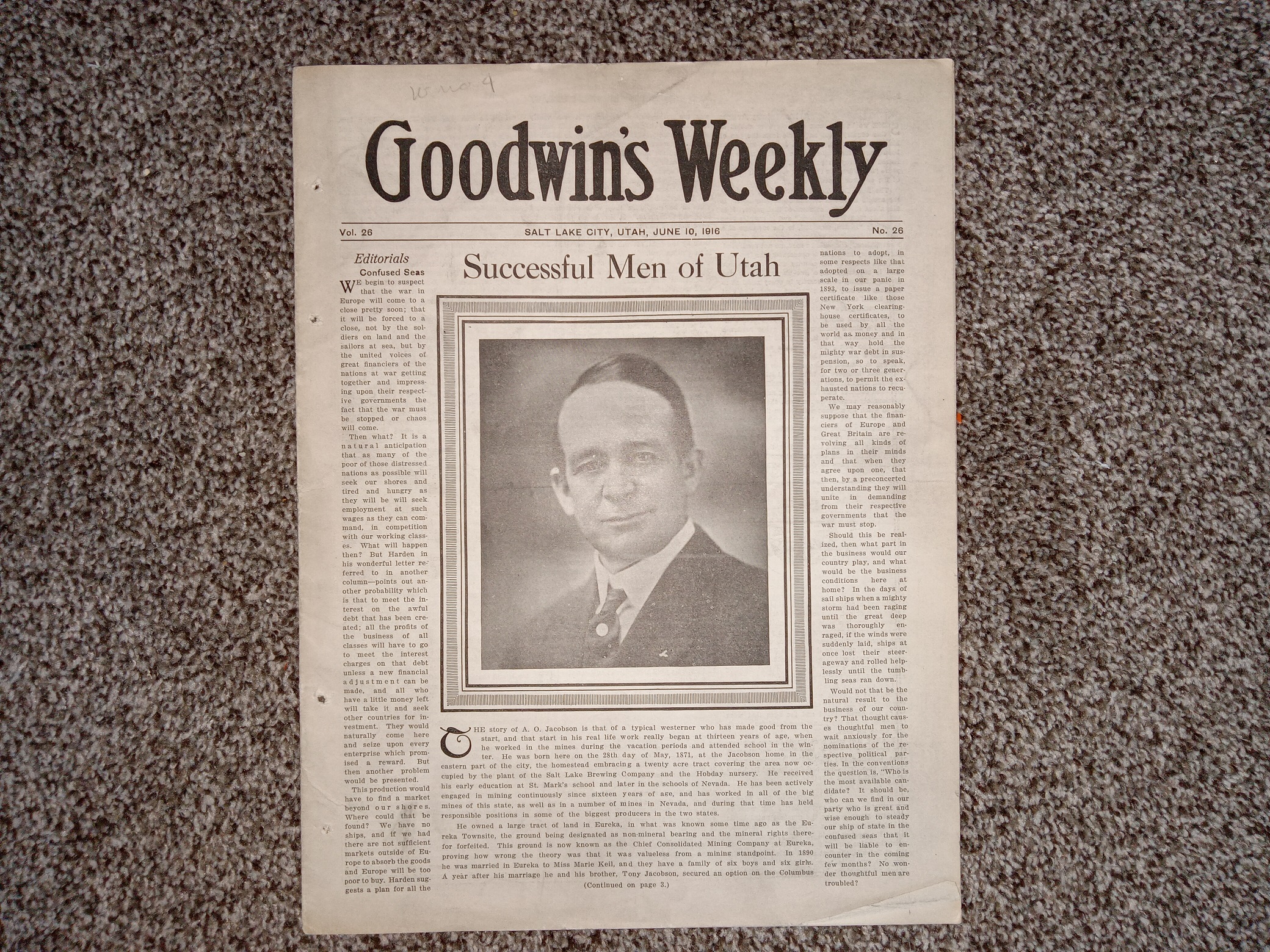 Goodwin’s Weekly: Vol. 26, No. 26, Salt Lake City, Utah, June 10, 1916 (Newspaper) (1916)