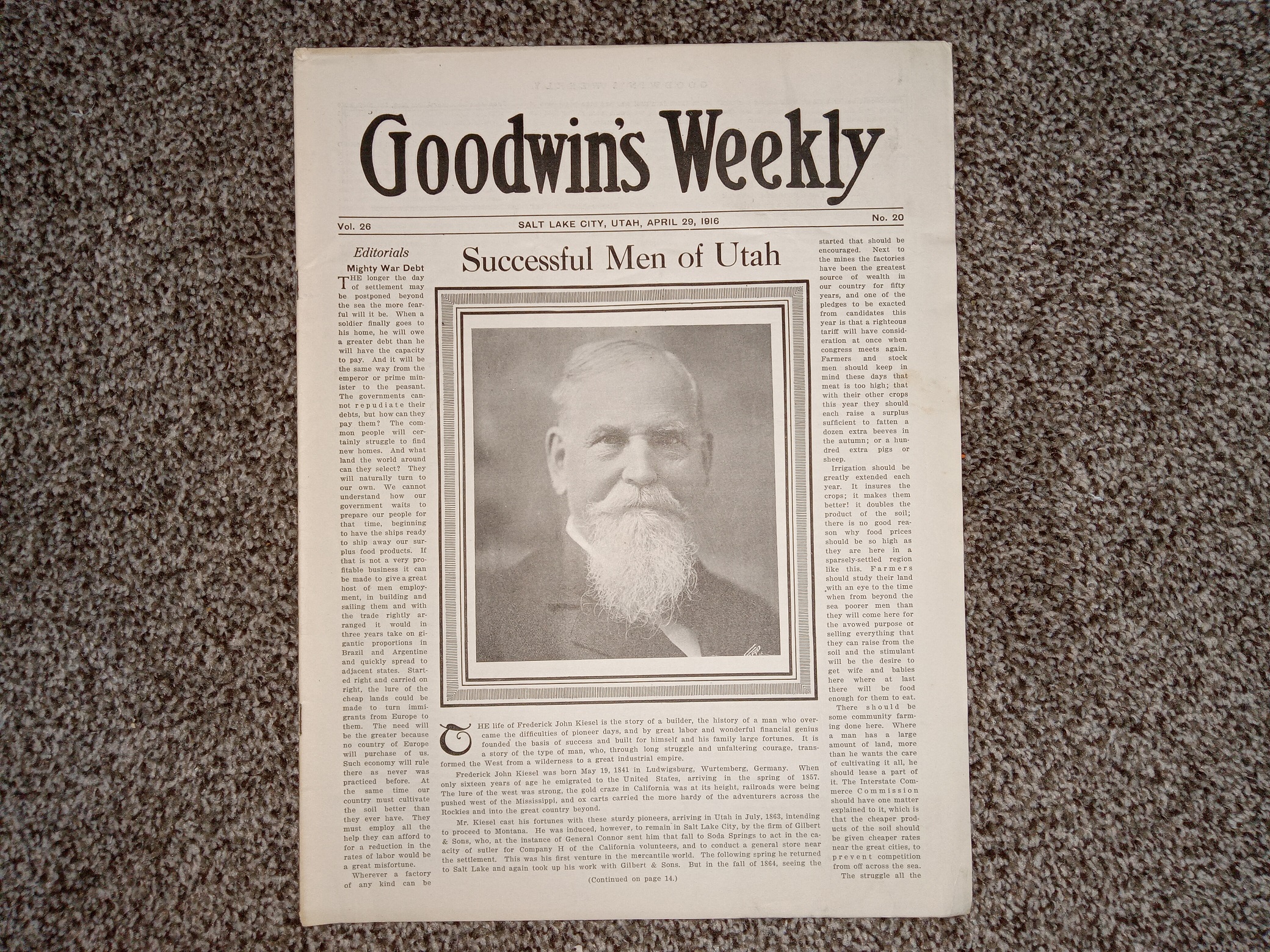 Goodwin’s Weekly: Vol. 26, No. 20, Salt Lake City, Utah, April 29, 1916 (Newspapers) (1916)