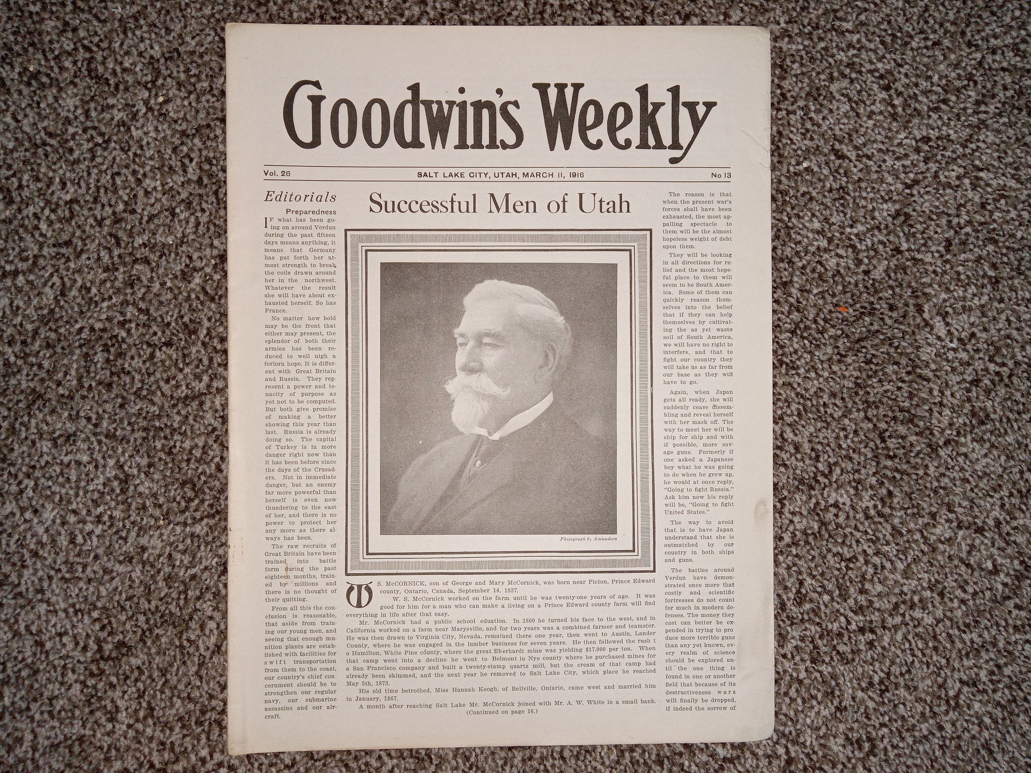Goodwin’s Weekly: Vol. 26, No. 13, Salt Lake City, Utah, March 11, 1916 (Newspaper) (1916)