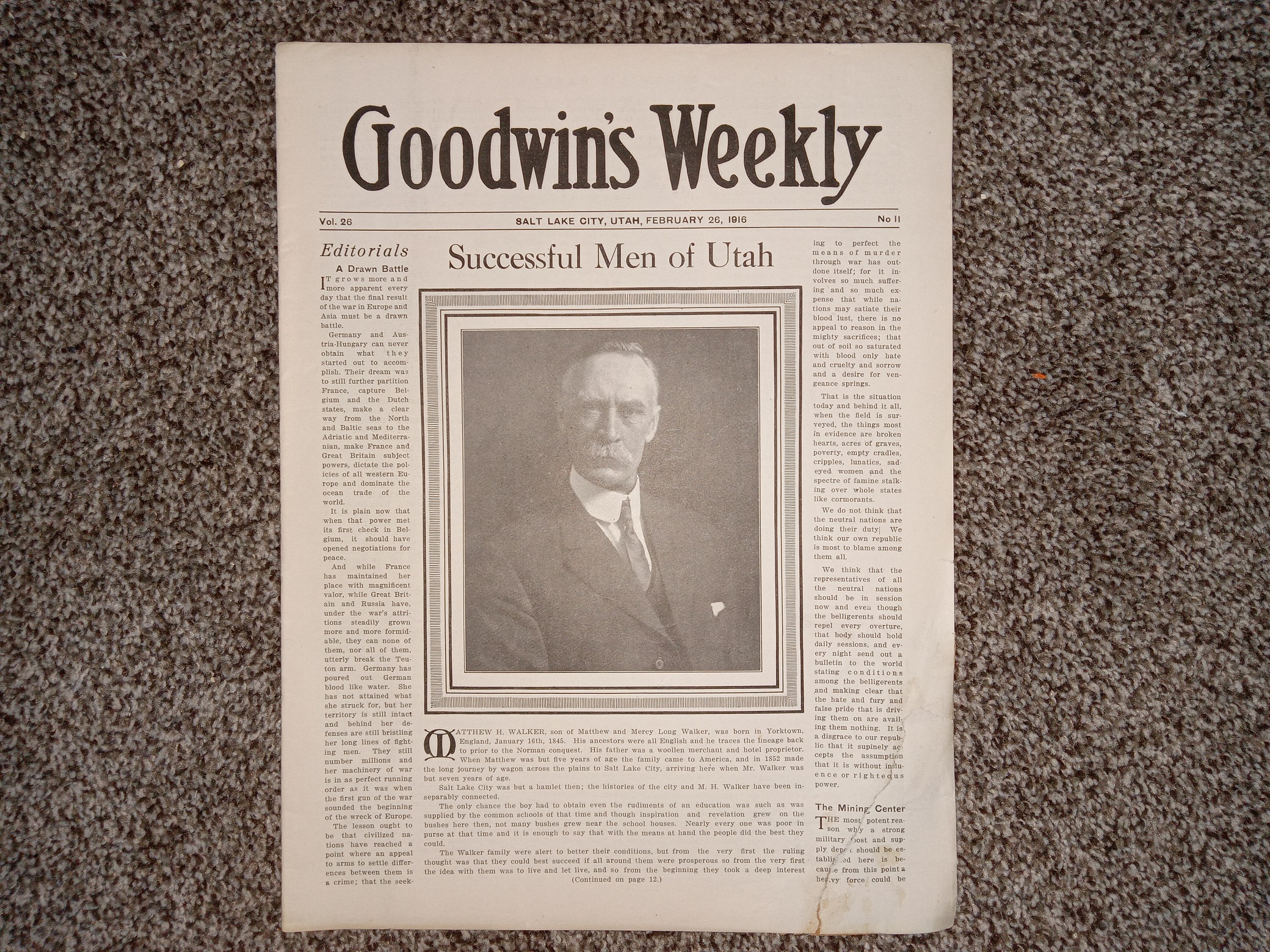 Goodwin’s Weekly: Vol. 26, No. 11, Salt Lake City, Utah, February 26, 1916 (Newspaper) (1916)