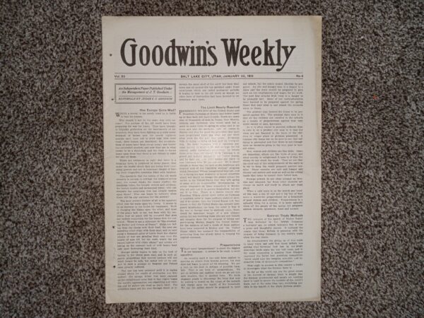 Goodwin’s Weekly: Vol. 26, No. 6, Salt Lake City, Utah, January 22, 1916 (Newspaper) (1916)