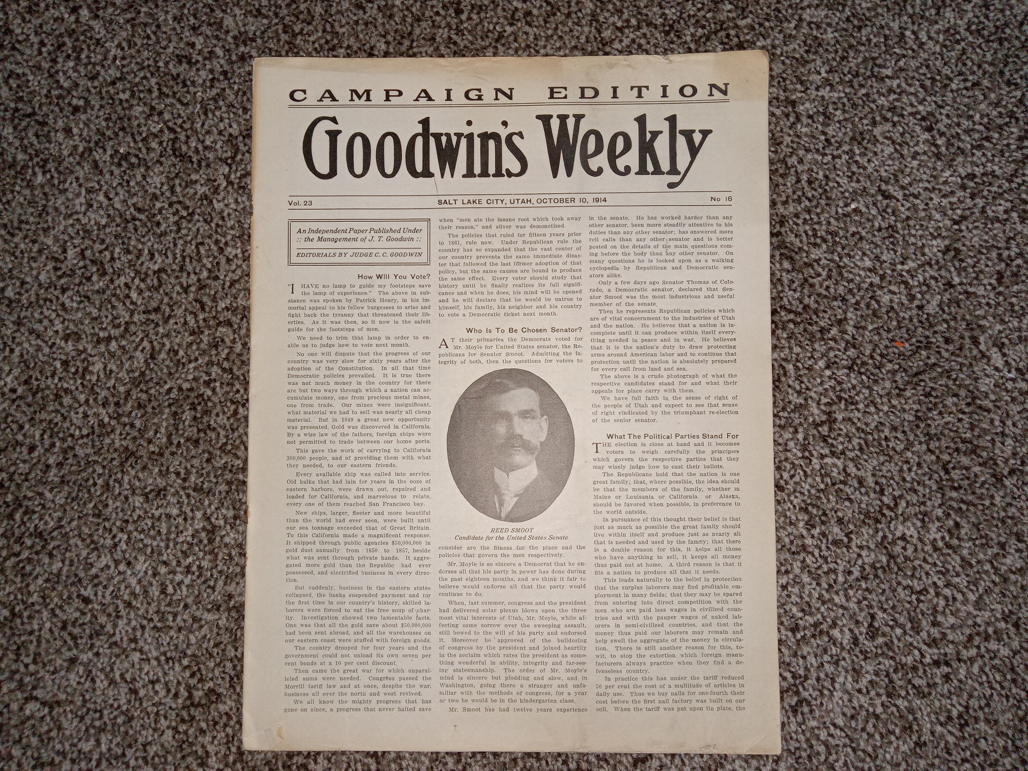 Goodwin’s Weekly: Vol. 23, No 16, Salt Lake City, Utah, October 10, 1914 (Newspaper) (1914)