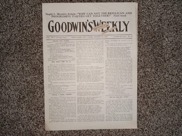 Goodwin’s Weekly: Vol. 22 [Twelfth Year], Salt Lake City, Utah, August 23, 1913 (Newspaper) (1913)