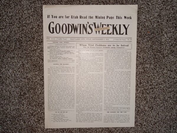 Goodwin’s Weekly: Vol. 22 [Twelfth Year], No. 21, Salt Lake City, Utah, September 6, 1913 (Newspaper) (1913)