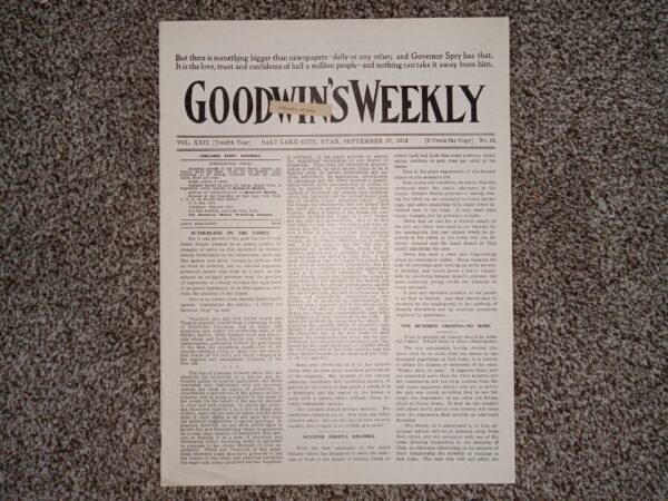 Goodwin’s Weekly: Vol. 22 [Twelfth Year], No. 24, Salt Lake City, Utah, September 27, 1913 (Newspaper) (1913)