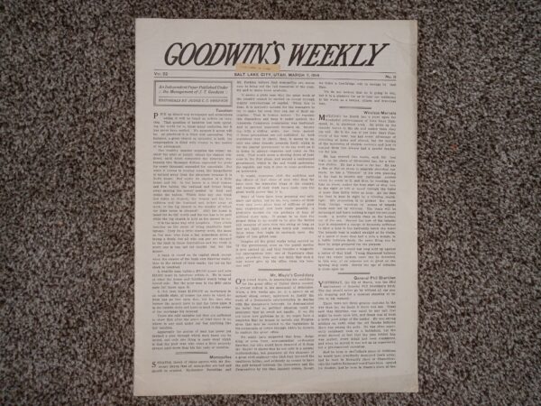 Goodwin's Weekly: Vol. 22, No. 11, Salt Lake City, Utah, March 7, 1914 (Newspaper) (1914)