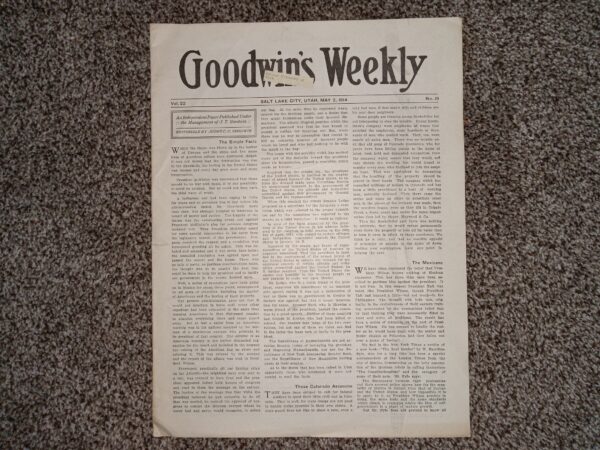 Goodwin’s Weekly: Vol. 22, No. 18, Salt Lake City, Utah, April 25, 1914 (Newspaper) (1914)