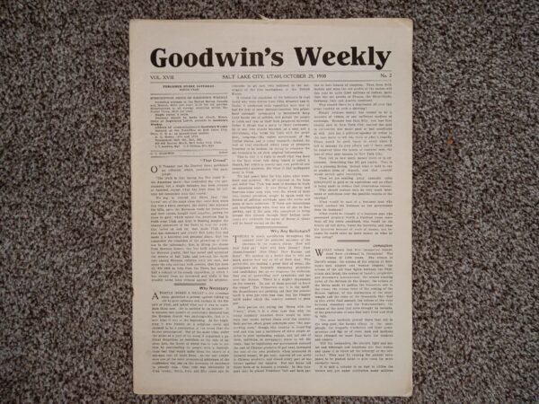 Goodwin’s Weekly: Vol. 18, No. 2, Salt Lake City, Utah, October 29, 1910 (Newspaper) (1910)
