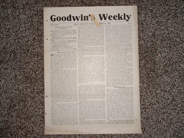 Goodwin’s Weekly: Vol. 18, No. 6, Salt lake City, Utah, November 26, 1910 (Newspaper) (1910)