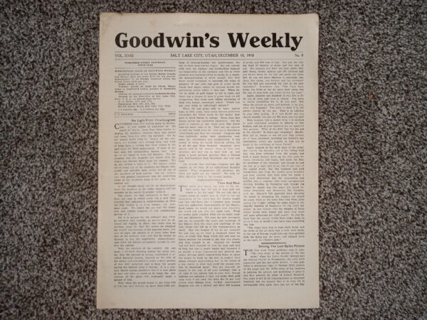 Goodwin’s Weekly: Vol. 18, No. 8, Salt Lake City, Utah, December 10, 1910 (Newspaper) (1910)