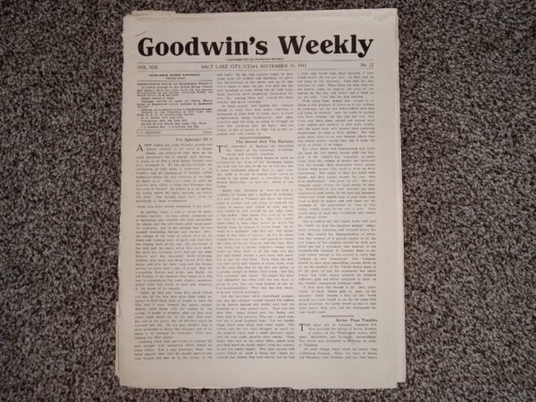 Goodwin’s Weekly: Vol. 19, No. 22, Salt Lake City, Utah, September 16, 1911 (Newspaper) (1911)