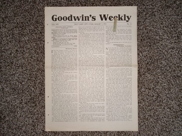 Goodwin’s Weekly: Vol. 19, No. 16, Salt Lake City, Utah, August 5, 1911 (Newspaper) (1911)