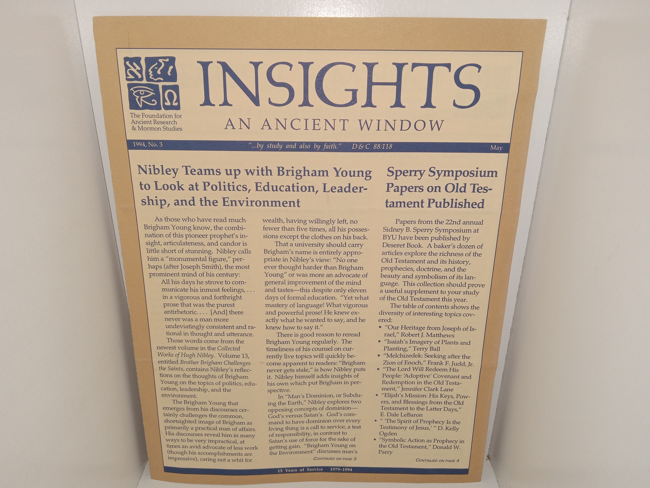 Insights: An Ancient Window: No. 3, May, 1994 (Newsletter) (1994)