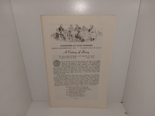 Daughters of Utah Pioneers Lesson for February, 1964: A Century of Living (1964) ~ Compiled by Kate B. Carter