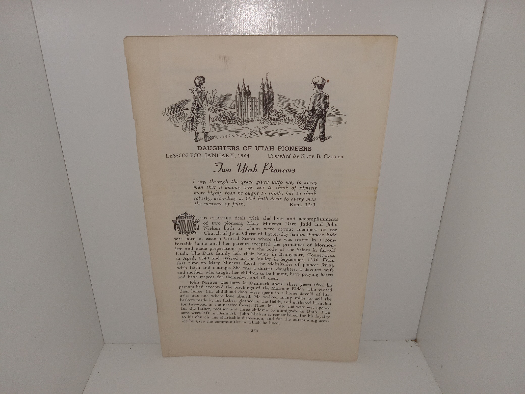 Daughters of Utah Pioneers: January, 1964: Two Utah Pioneers (1964) ~ Compiled by Kate B. Carter