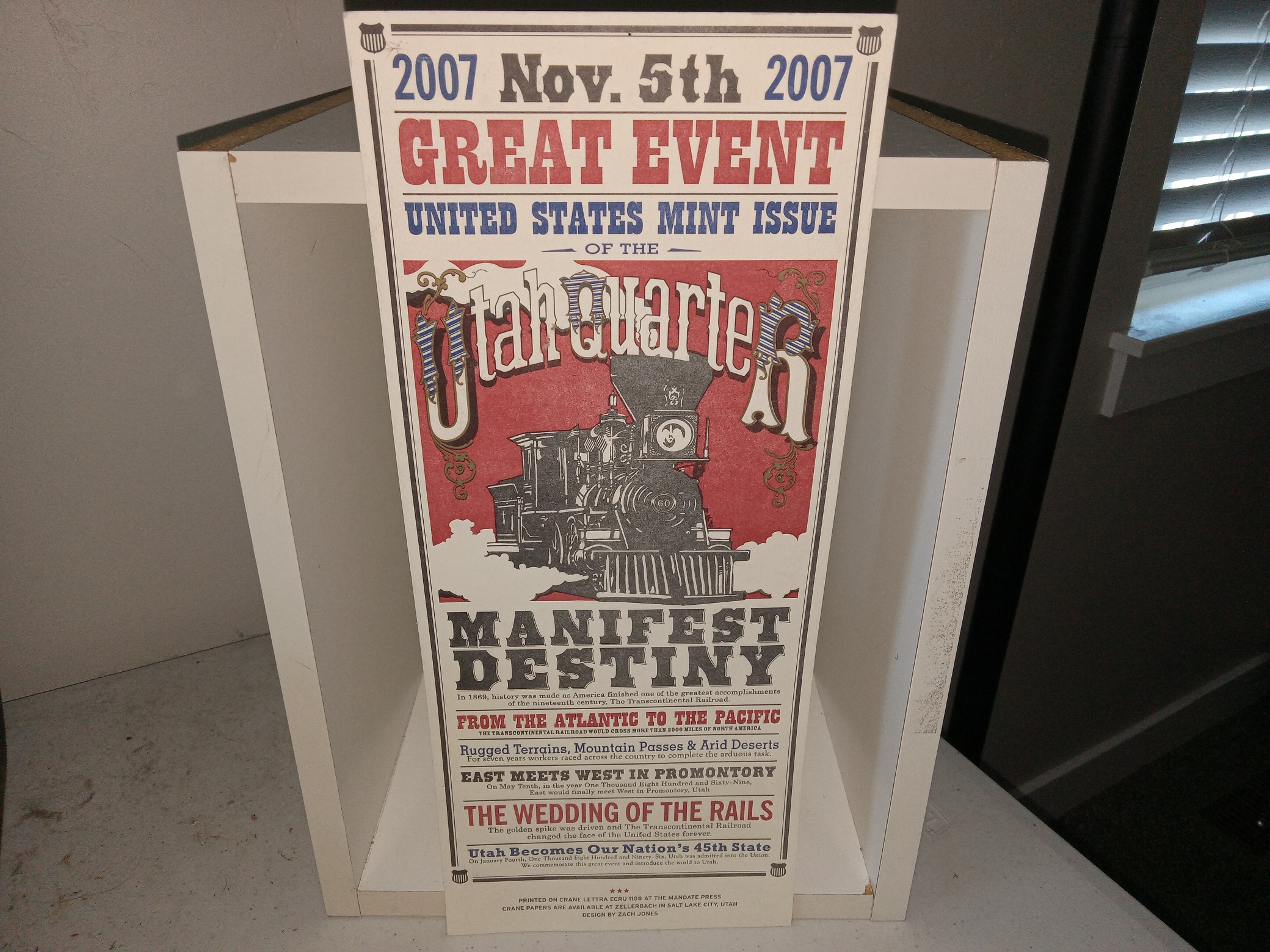 Nov. 5th, 2007: Great Event United States Mint Issue of the Utah Quarter Event Poster