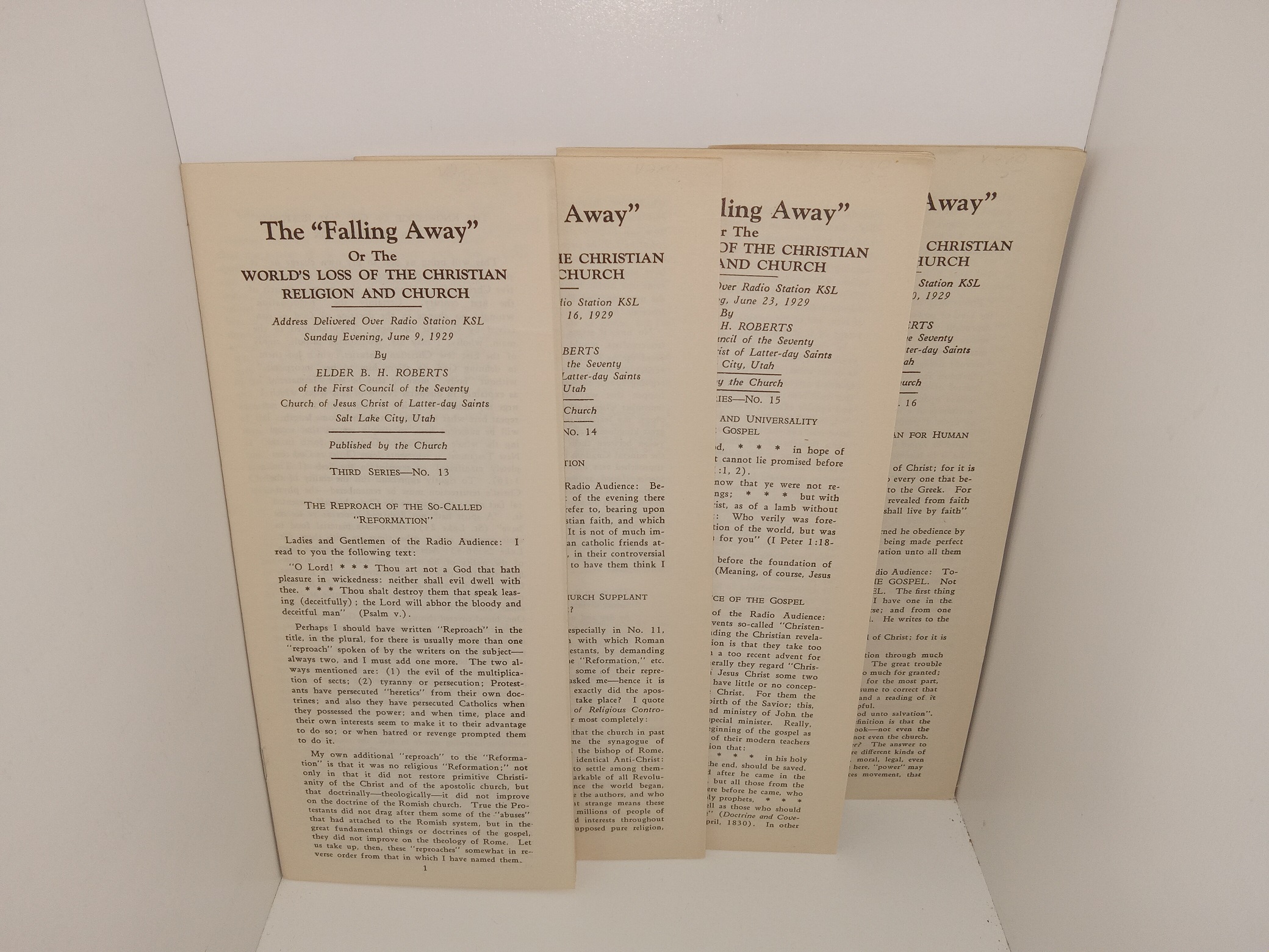 4 Issues of The “Falling Away” Or The World’s Loss of the Christian Religion and Church (Pamphlets) (1929) ~ by Elder B. H. Roberts