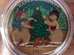 2012 — Happy Holidays Coin — “Best Wishes for Peace and Joy This Holiday Season”