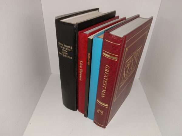 5 Jehovah’s Witnesses Books: The Greatest Man Who Ever Lived / Did Man Get Here By Evolution Or By Creation? / God’s Word For Us Through Jeremiah / You Can Live Forever in Paradise on Earth / New World Translation of the Holy Scriptures (See Details)