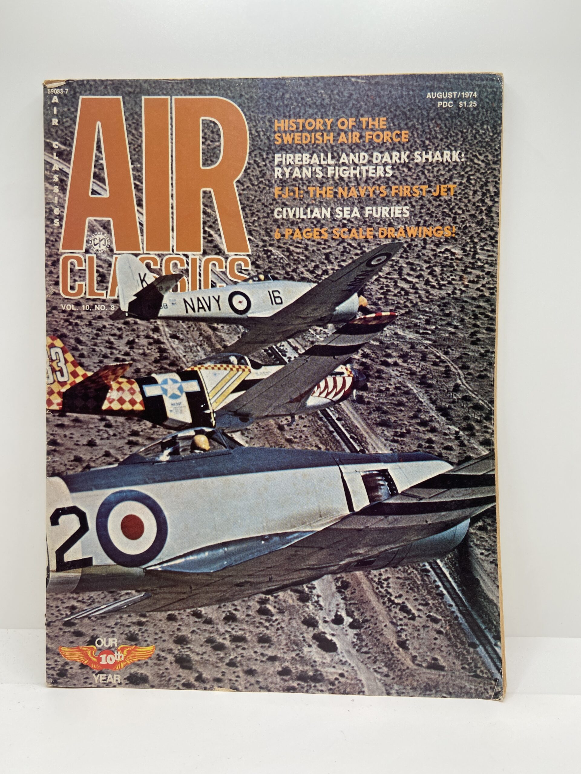 1974 August- Air- Classics (Vol. 10, No. 8): History of The Swedish Air Force- Air classics