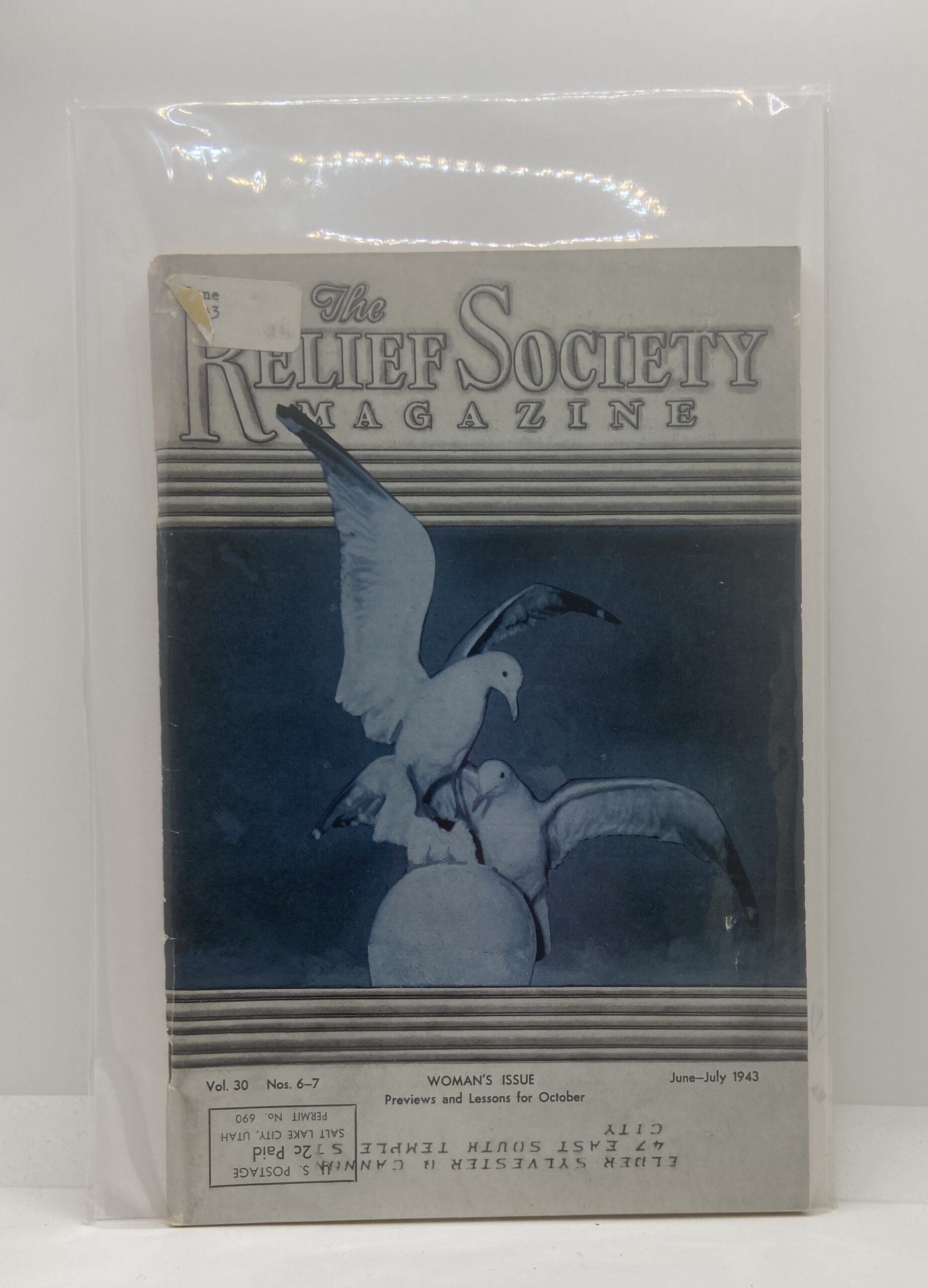 Relief Society Magazine Vol 30 Nos 6-7 June-July, 1943. Owned by Elder Sylvester Q Cannon
