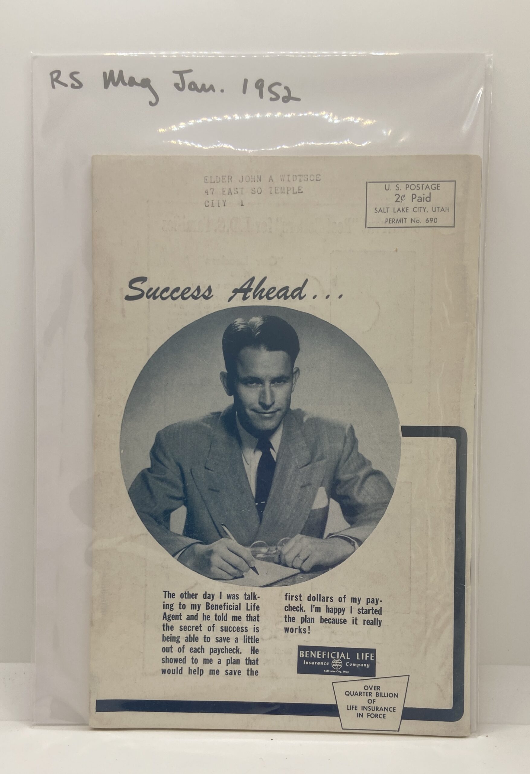 Relief Society Magazine January, 1952. Owned by Elder John A Widtsoe