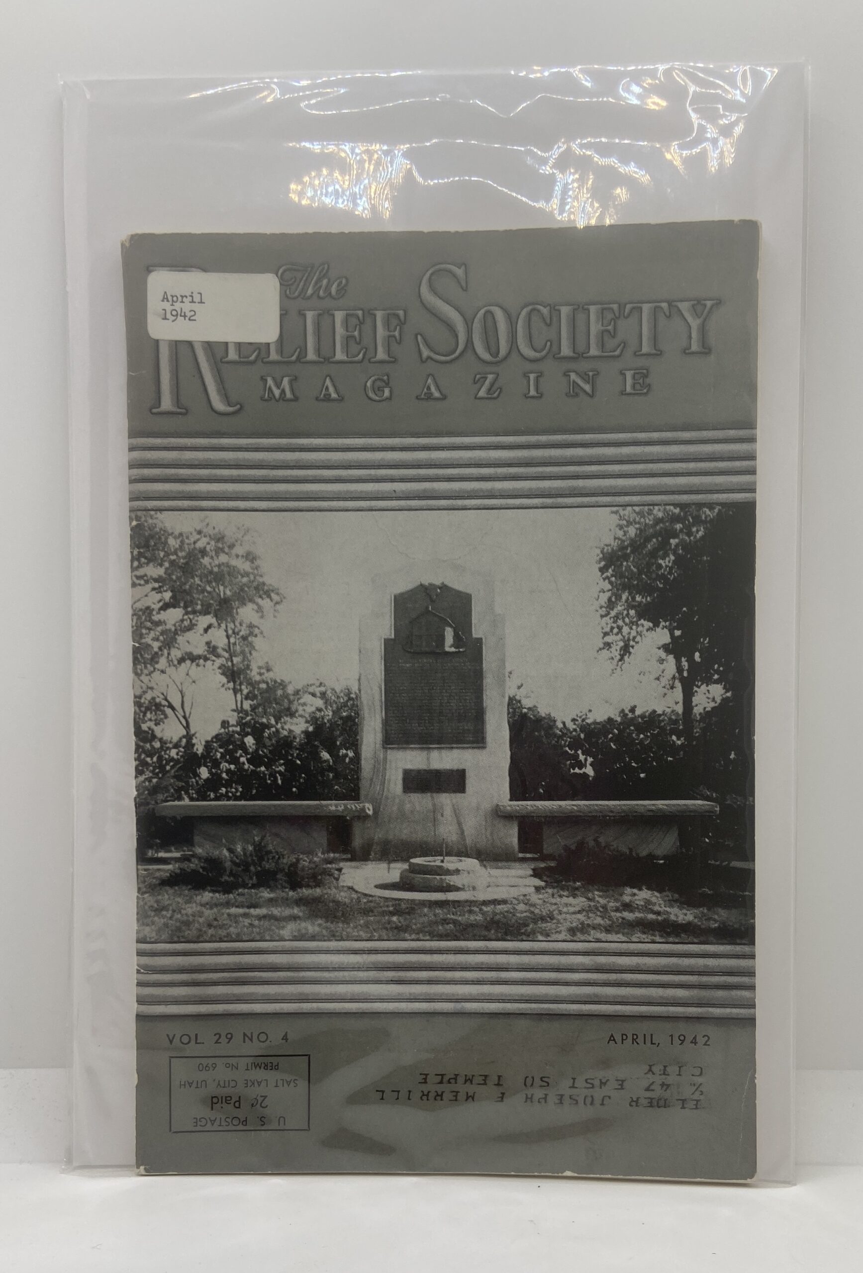 Relief Society Magazine Vol 29 No. 4 April, 1942. Owned by Elder Joseph Merrill