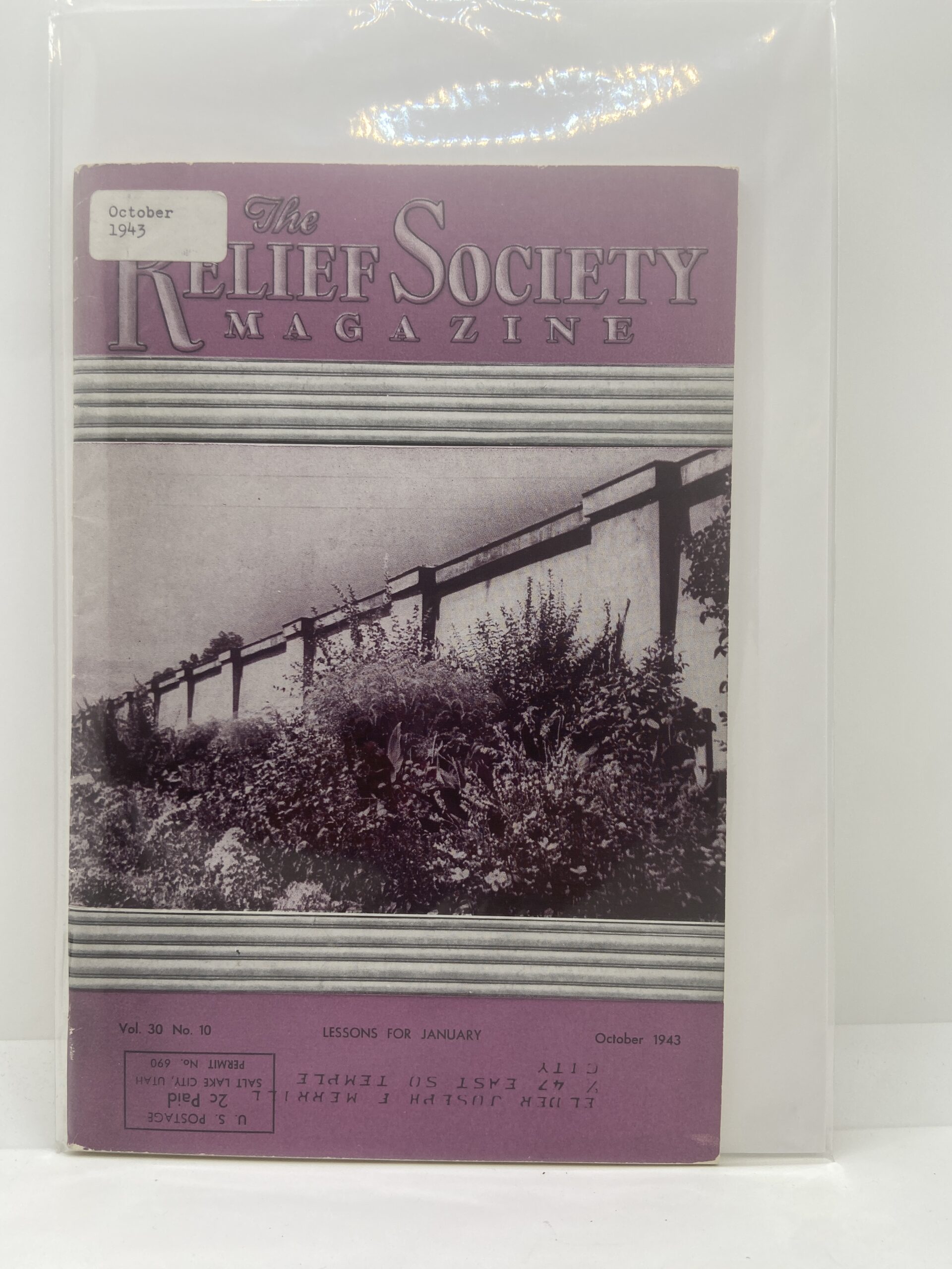 Relief Society Magazine Vol 30 No. 10 October, 1943. Owned by Elder Joseph Merrill