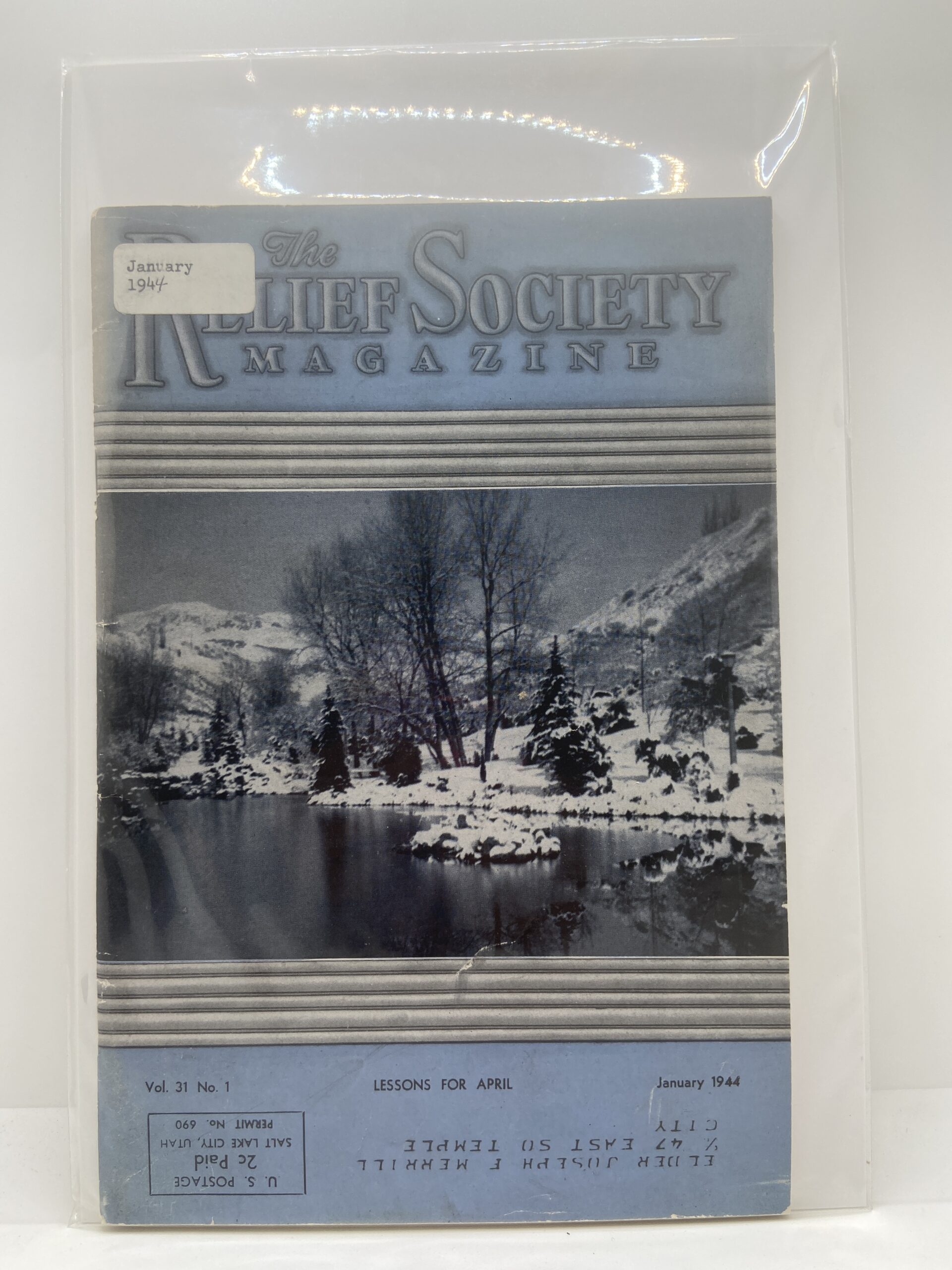 Relief Society Magazine Vol 31 No. 1 January, 1944. Owned by Elder Joseph Merrill