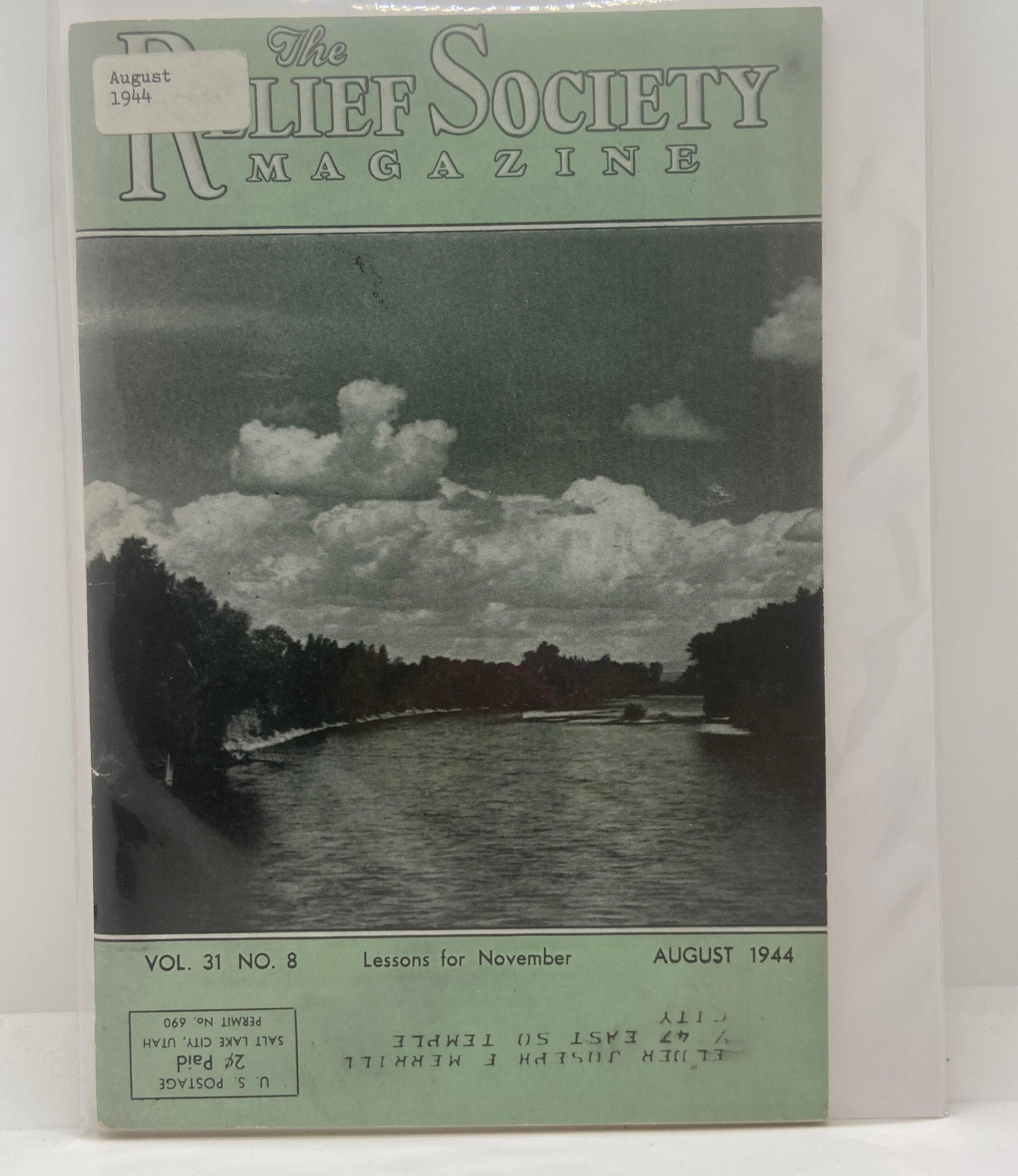 Relief Society Magazine Vol 31 No. 8 August, 1944. Owned by Elder Joseph Merrill