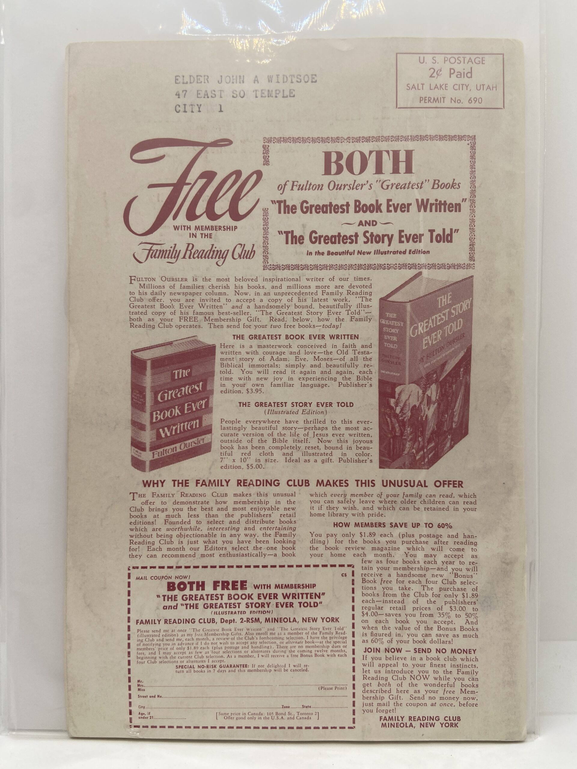 Relief Society Magazine February, 1952. Owned by Elder John A. Widtsoe