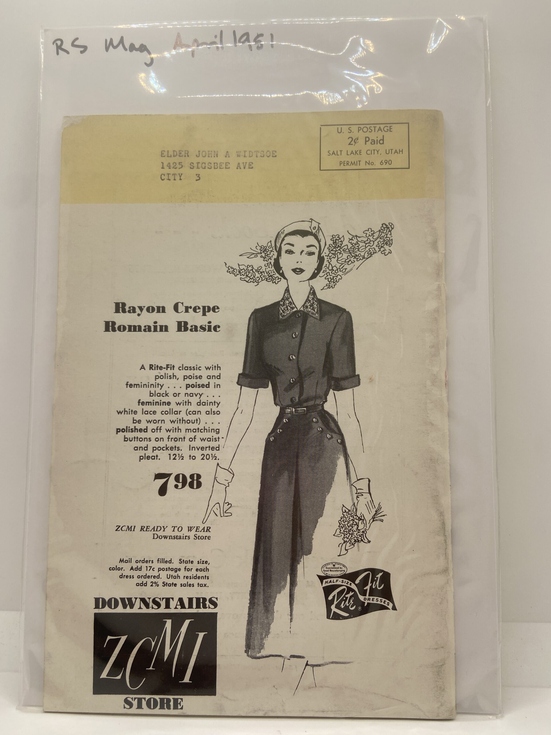 Relief Society Magazine April, 1951. Owned by John A. Widtsoe