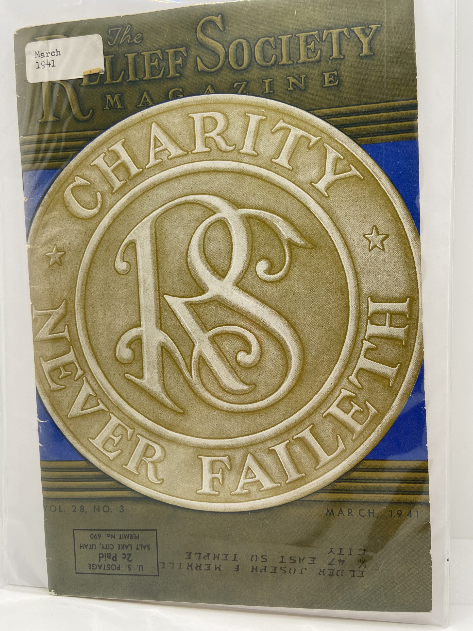 Relief Society Magazine Vol 28 No. 3 March, 1941. Owned by Elder Joseph Merrill