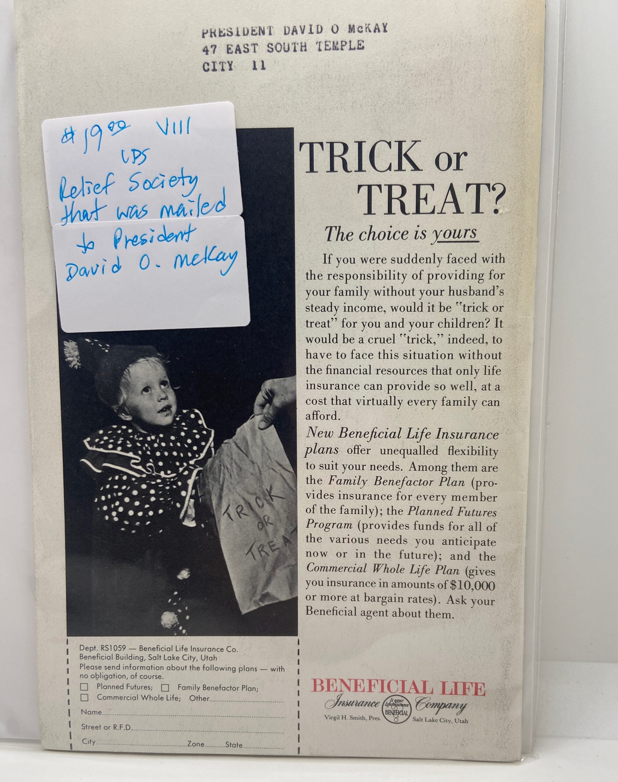 Relief Society Magazine Vol 46 No 10 October, 1959. Owned by Elder David O. McKay