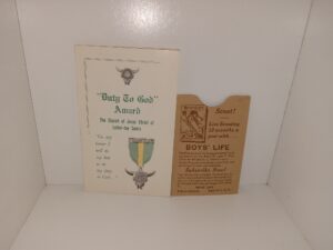 2 Boy Scout Items: “Duty to God” Award Booklet / Boys’ Life Subscription Advertisement